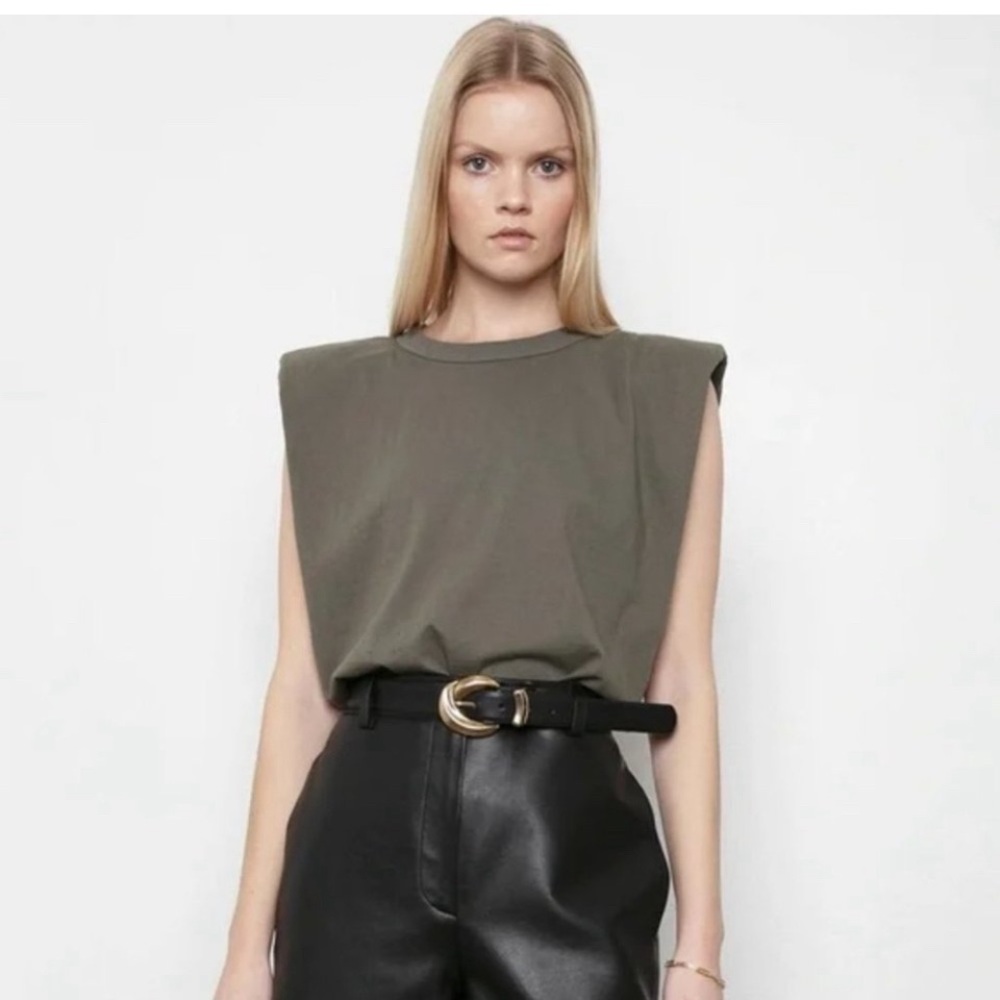 Good American large olive green Strong Shoulder Tank